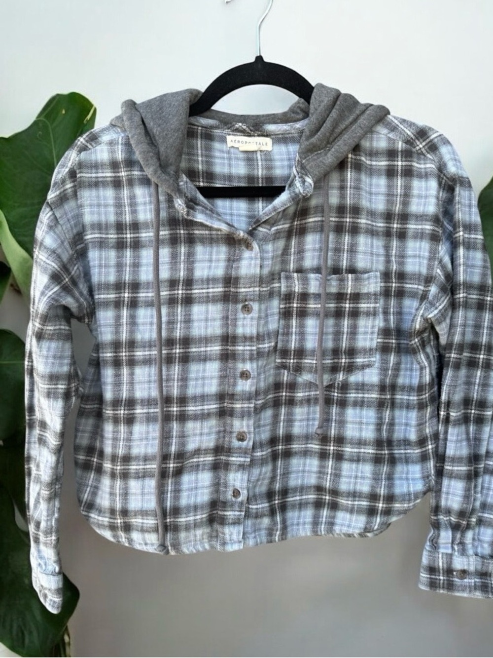 Aeropostale Button Down Hooded Flannel XS